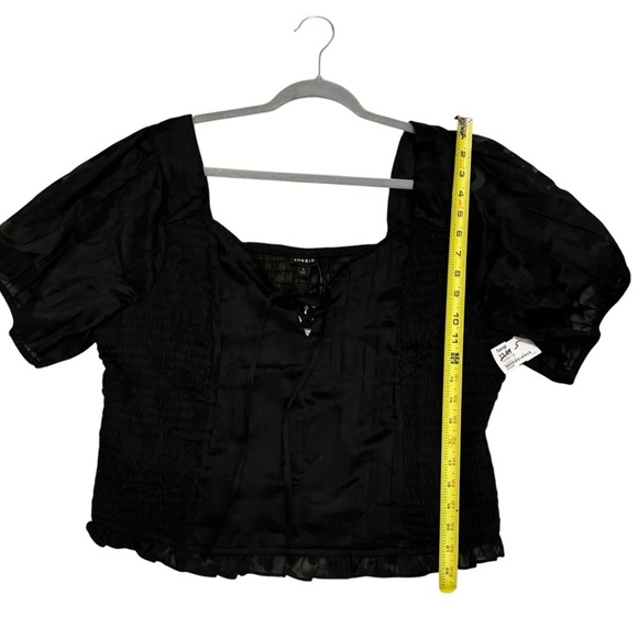 Torrid Cotton Clip Floral Smocked Crop Top Black 3X - Picture 10 of 12